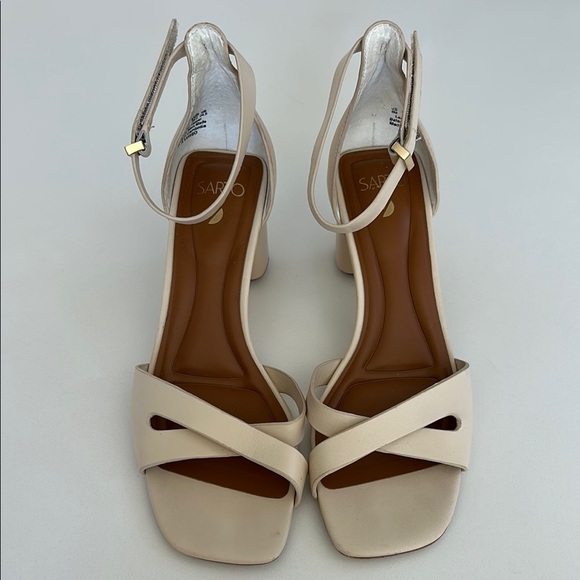 SARTO BY FRANCO SARTO Lusso Ankle Strap Block Heel Sandal Bone Off White 8 - Picture 2 of 13